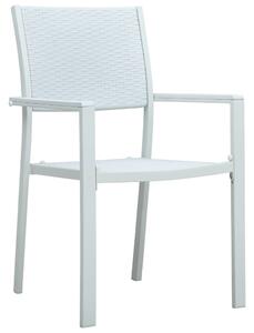 Krzesła ogrodowe, 4 szt., białe, plastik stylizowany na rattan