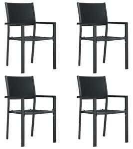 Krzesła ogrodowe, 4 szt., czarne, plastik stylizowany na rattan