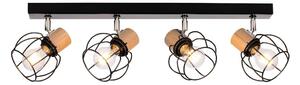 Envostar - Fence 4 Lampa Sufitowa Black/Chrome/Wood