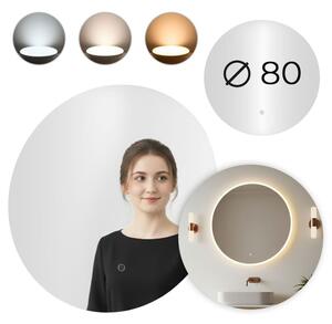 Lustro Åazienkowe LED okrÄ gÅe Åcienne 80 cm 3 barwy wÅÄ cznik dotykowy ModernHome