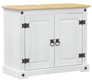 Rustykalna szafka pod umywalkę z litego drewna sosnowego - biały mat 73x33x60 cm