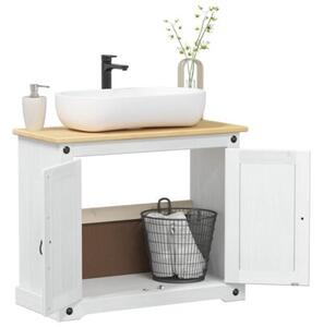 Rustykalna szafka pod umywalkę z litego drewna sosnowego - biały mat 73x33x60 cm