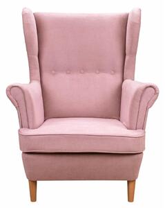 Zestaw Wypoczynkowy Skandynawski Sofa + Fotel Uszak z Podnóżkiem Pudrowy Róż
