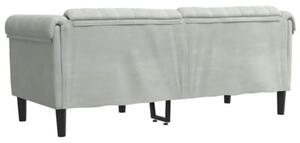 Sofa dwuosobowa, jasnoszara, aksamit