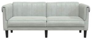 Sofa dwuosobowa, jasnoszara, aksamit