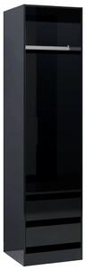 Szafa z szufladami, wysoki połysk, czarna, 50x50x200 cm