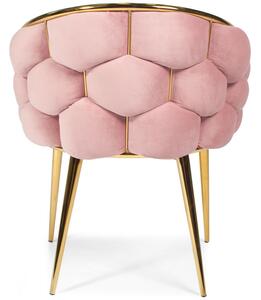 Krzesło tapicerowane glamour złote nogi BALLOON - pudrowy róż