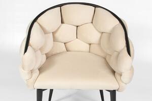 Nowoczesne krzesło fotelowe BALLOON - beż/czarny