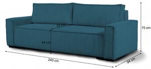 Trzyosobowa sofa rozkładana SMART turkusowa