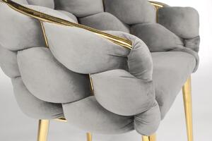 Stylowe krzesło welurowe złote nogi BALLOON - szare