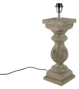 Rustykalna lampa stołowa bez klosza, vintage, szare drewno - Hyssop Oswietlenie wewnetrzne