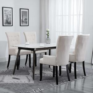 Krzesła stołowe z podłokietnikami, 4 szt., beżowe, tkanina