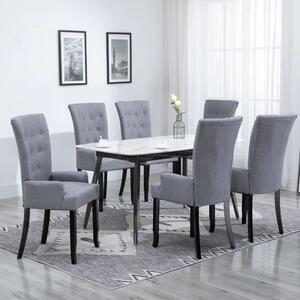 Krzesła stołowe z podłokietnikami, 6 szt., jasnoszare, tkanina