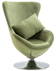 Fotel obrotowy z poduszką, jasnozielony, aksamitny
