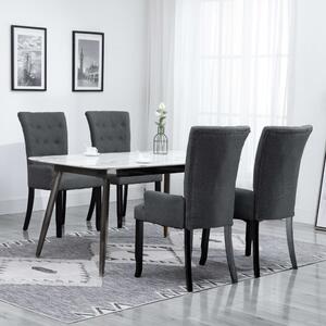Krzesła stołowe z podłokietnikami, 4 szt., ciemnoszare, tkanina