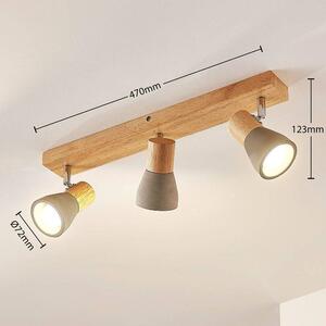 Lindby - Filiz 3 Lampa Sufitowa Concrete/Wood Lindby