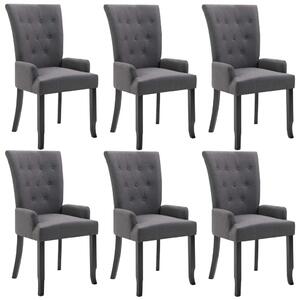 Krzesła stołowe z podłokietnikami, 6 szt., ciemnoszare, tkanina