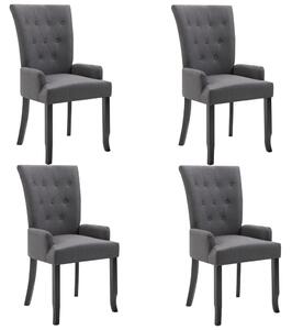 Krzesła stołowe z podłokietnikami, 4 szt., ciemnoszare, tkanina