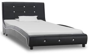 Łóżko z materacem memory, czarne, sztuczna skóra, 90 x 200 cm