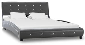 Łóżko z materacem, szare, sztuczna skóra, 120 x 200 cm