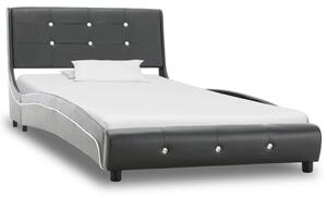Łóżko z materacem, szare, sztuczna skóra, 90 x 200 cm