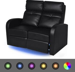 Fotele kinowe 2 + 3 osobowe z LED, czarne, sztuczna skóra