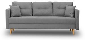 Zestaw Wypoczynkowy Skandynawski Sofa + 2 Fotele Uszak z Podnóżkami Szary