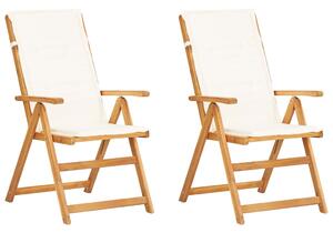 Rozkładane krzesła ogrodowe, 2 szt., brąz, lite drewno akacjowe