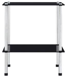 2-poziomowa półka, czarna, 40x40x47 cm, szkło hartowane