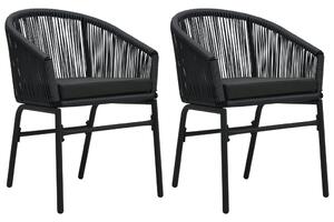 Krzesła ogrodowe, 2 szt., czarne, rattan PE