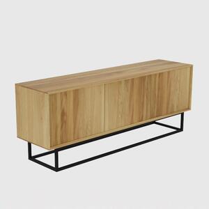 Szafka dębowa RTV Elegant Steel II - elegancka szafka dębowa do salonu wykonana w 100 % z litego drewna