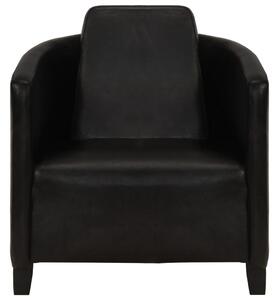 Fotel, czarny, skóra naturalna