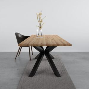 Stół dębowy z litego drewna Loft V - stół dębowy na stalowych nogach typu pająk, opcjonalnie z dostawką