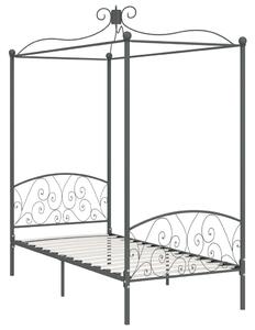 Rama łóżka z baldachimem, szara, metalowa, 100 x 200 cm