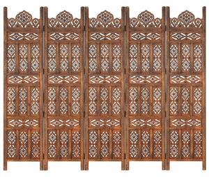 Parawan 5-panelowy, rzeźbiony, brąz, 200x165 cm, drewno mango