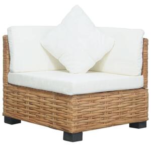 Narożna sofa z poduszkami, naturalny rattan