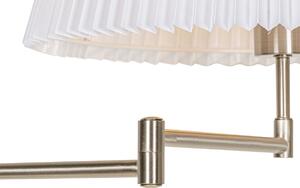 Stalowa lampa podłogowa z białym plisowanym kloszem i regulowanym ramieniem - Ladas Deluxe Oswietlenie wewnetrzne