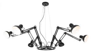 Industrialna lampa wisząca czarna 6-punktowa regulowana - Hobby Spinne Oswietlenie wewnetrzne
