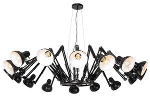 Industrialna lampa wisząca czarna 16-punktowa regulowana - Hobby Spinne Oswietlenie wewnetrzne