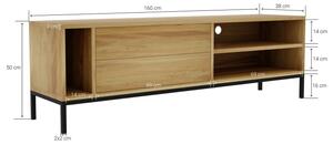Szafka RTV Smooth Loft - lite drewno, komfortowe otwieranie szuflad na dotyk, nowoczesny loftowy design