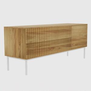 Szafka RTV Scandi Light z szufladami - wygodne otwieranie szuflad, ryflowane lub gładkie fronty, jakość mebli z litego drewna
