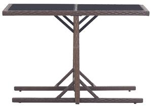 Stół ogrodowy, brązowy, 110 x 53 x 72 cm, szkło i polirattan