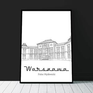 Plakat Warszawa - Pałac Myślewicki - Biały