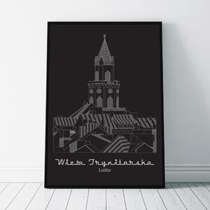 Plakat Lublin - Wieża Trynitarska - Czarny