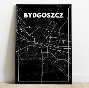 Plakat Bydgoszcz - Mapa - Czarny