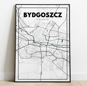Plakat Bydgoszcz - Mapa - Biały