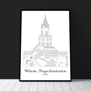 Plakat Lublin - Wieża Trynitarska - Biały