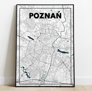 Plakat Poznań - Mapa - Biały