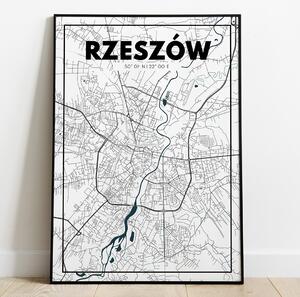Plakat Rzeszów - Mapa - Biały