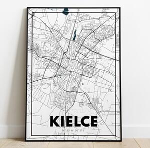 Plakat Kielce - Mapa - Biały